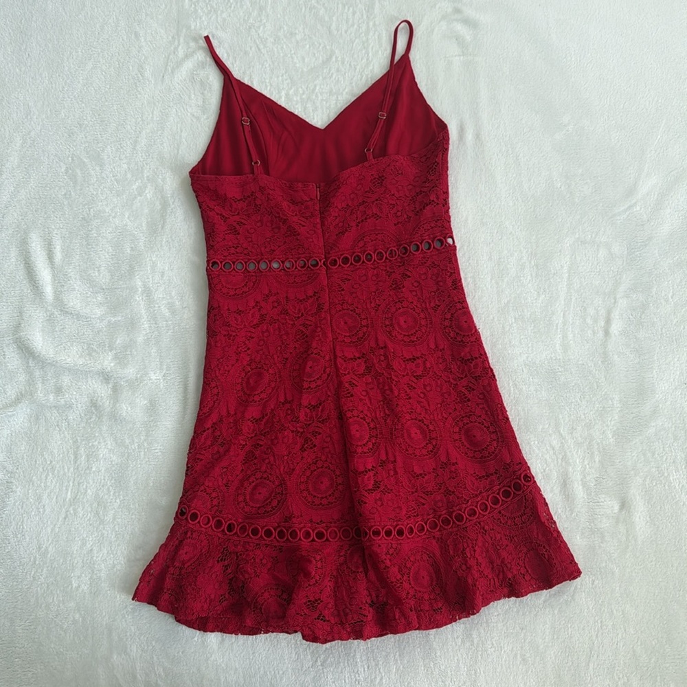 Red Lace Mini Dress - Picture 2 of 6